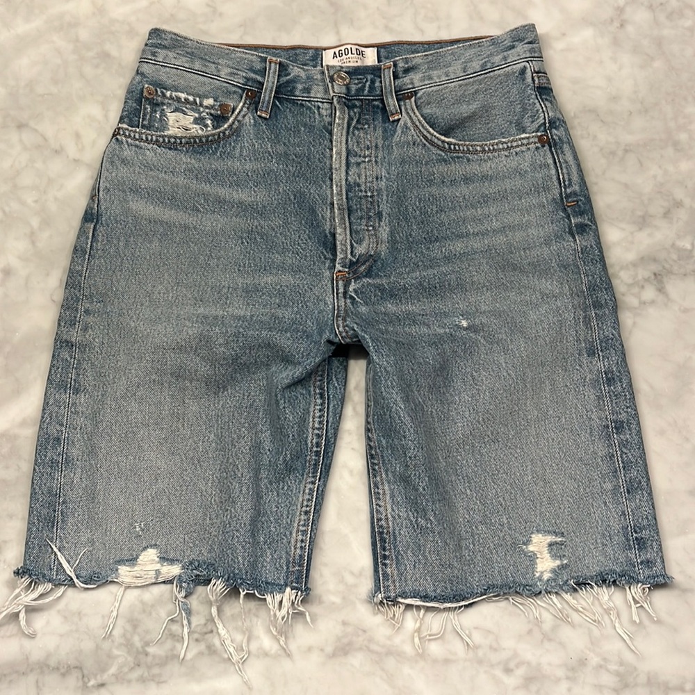 Agolde 90s longline denim jean shorts. 25. Great wash!!!